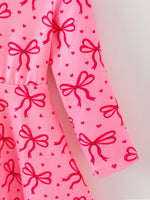 Rylee Faith Designs Toddler Girls Valentine’s Day Pink Bow Print Dress - 