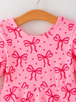 Rylee Faith Designs Toddler Girls Valentine’s Day Pink Bow Print Dress - 