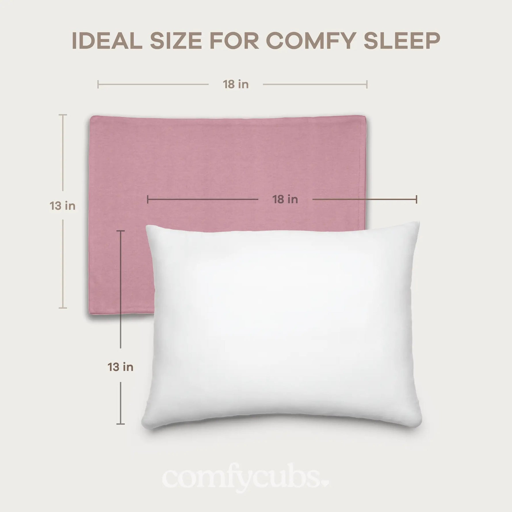 Comfy Cubs Toddler Pillows with Soft Cotton Pillow Case in Mauve - 