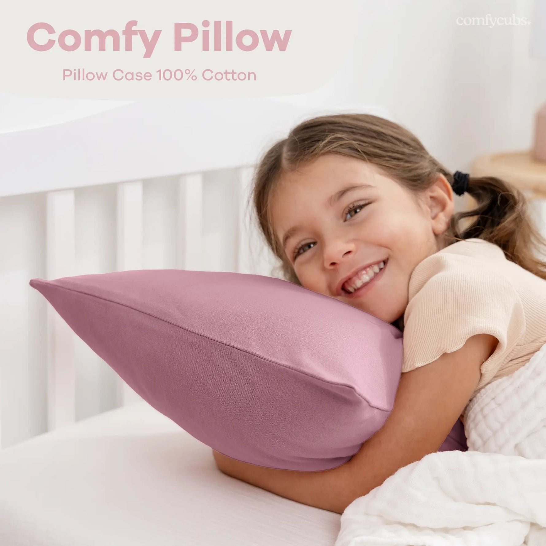 Comfy Cubs Toddler Pillows with Soft Cotton Pillow Case in Mauve - 