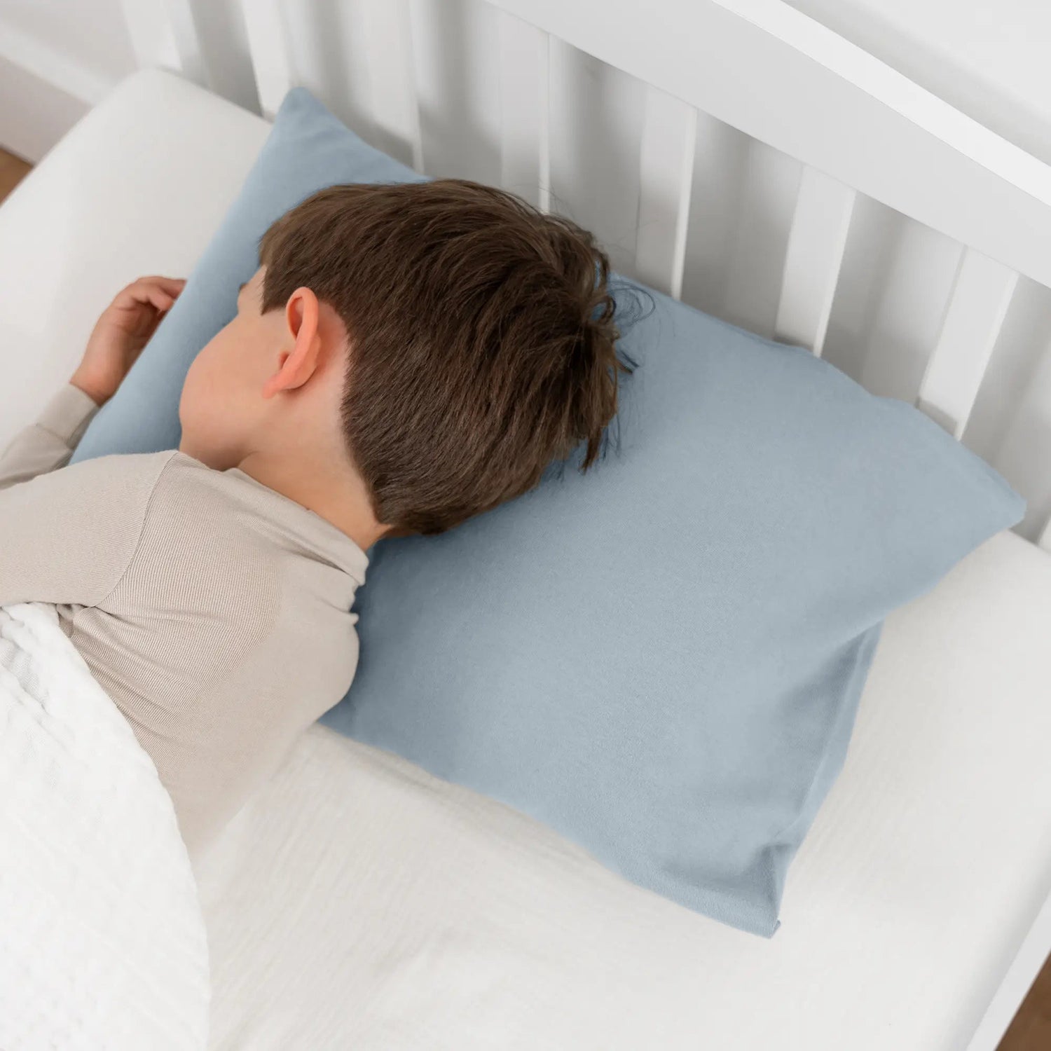 Comfy Cubs Toddler Pillows with Soft Cotton Pillow Case in Pacific Blue - 