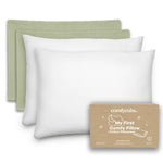 Comfy Cubs Toddler Pillows with Soft Cotton Pillow Case in Sage - 