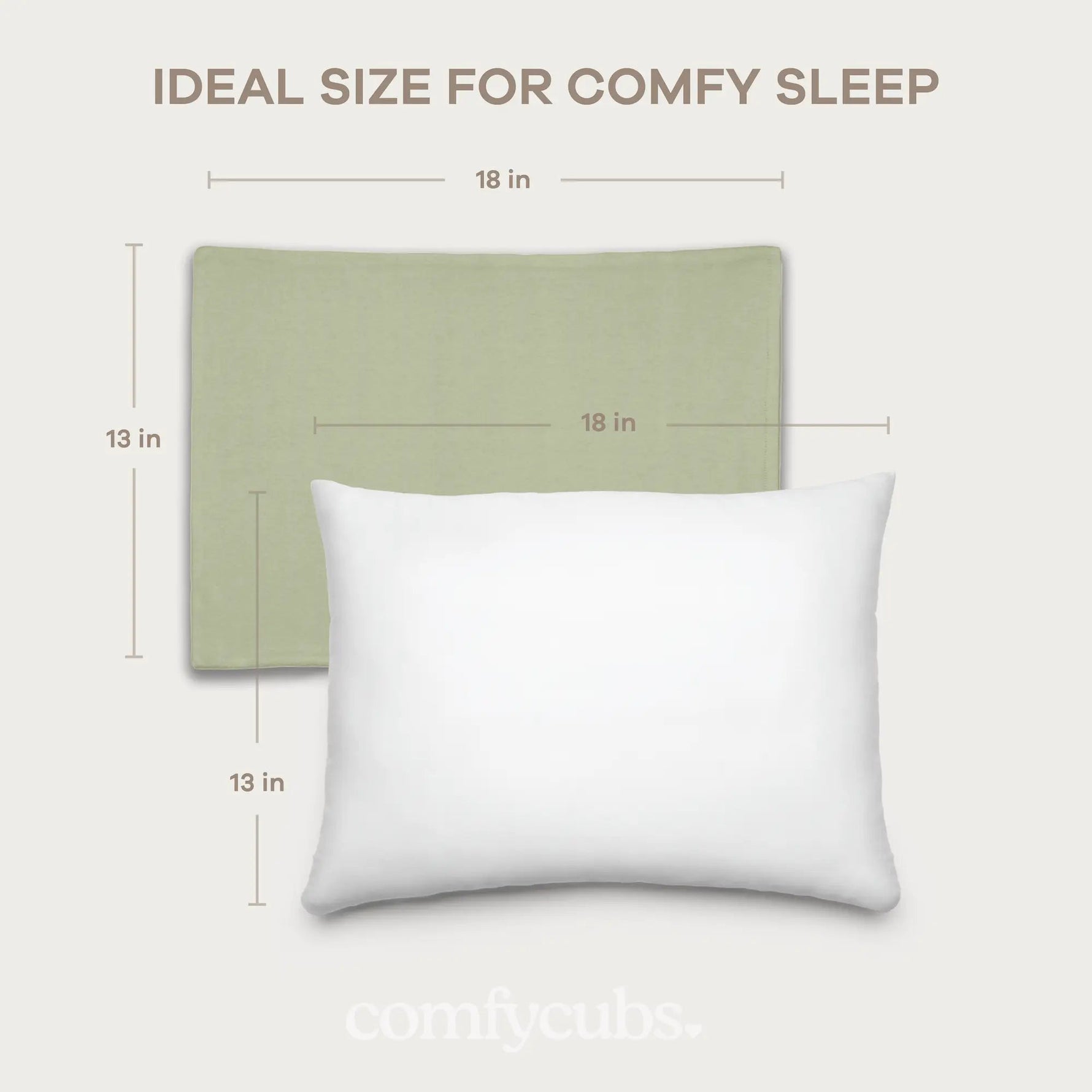 Comfy Cubs Toddler Pillows with Soft Cotton Pillow Case in Sage - 