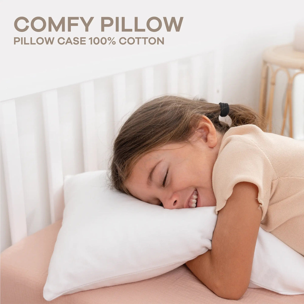 Comfy Cubs Toddler Pillows with Soft Cotton Pillow Case in White - 