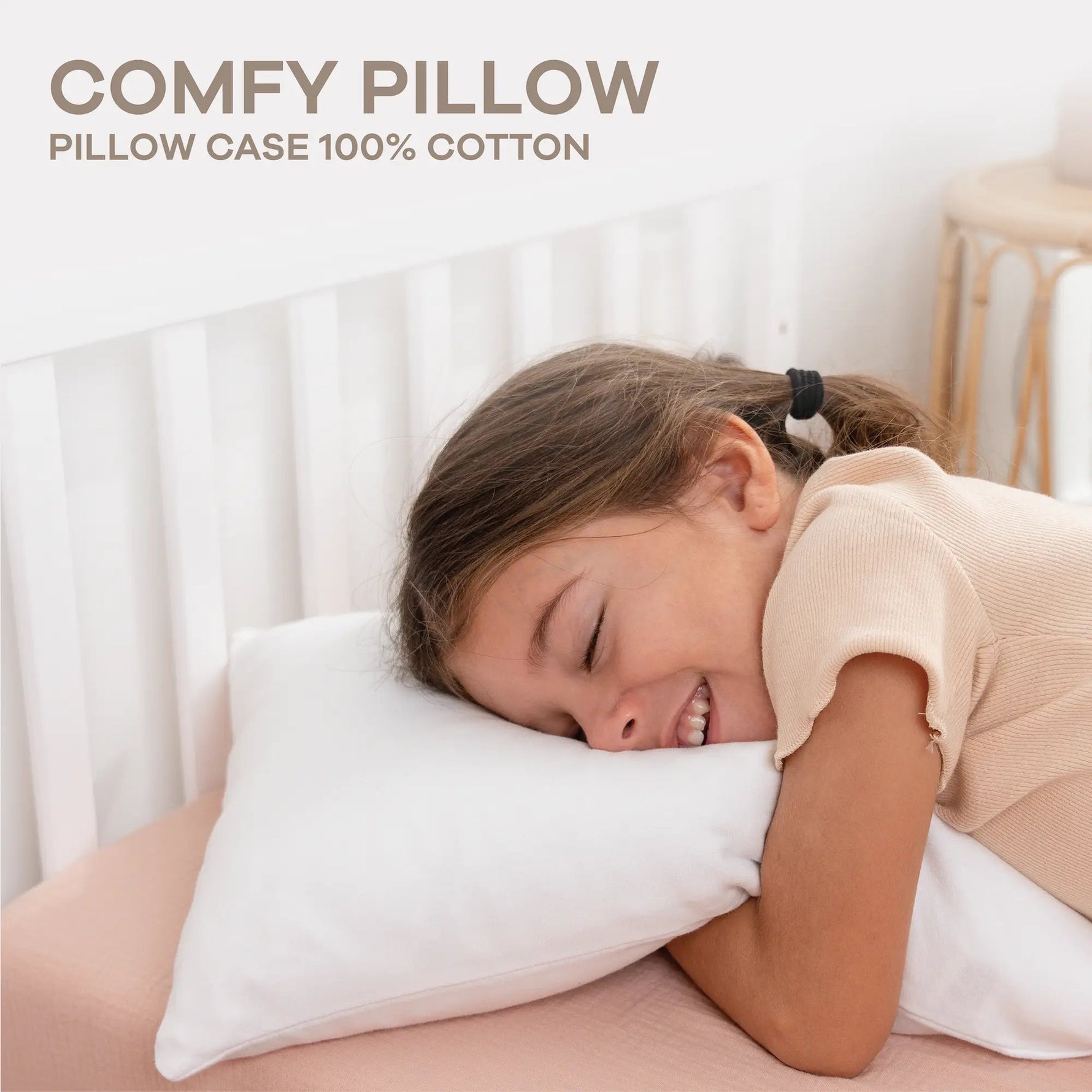 Comfy Cubs Toddler Pillows with Soft Cotton Pillow Case in White - 