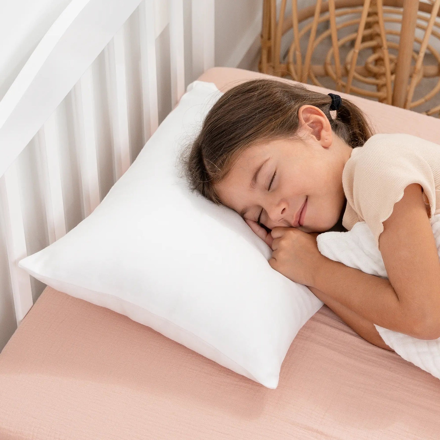 Comfy Cubs Toddler Pillows with Soft Cotton Pillow Case in White - 