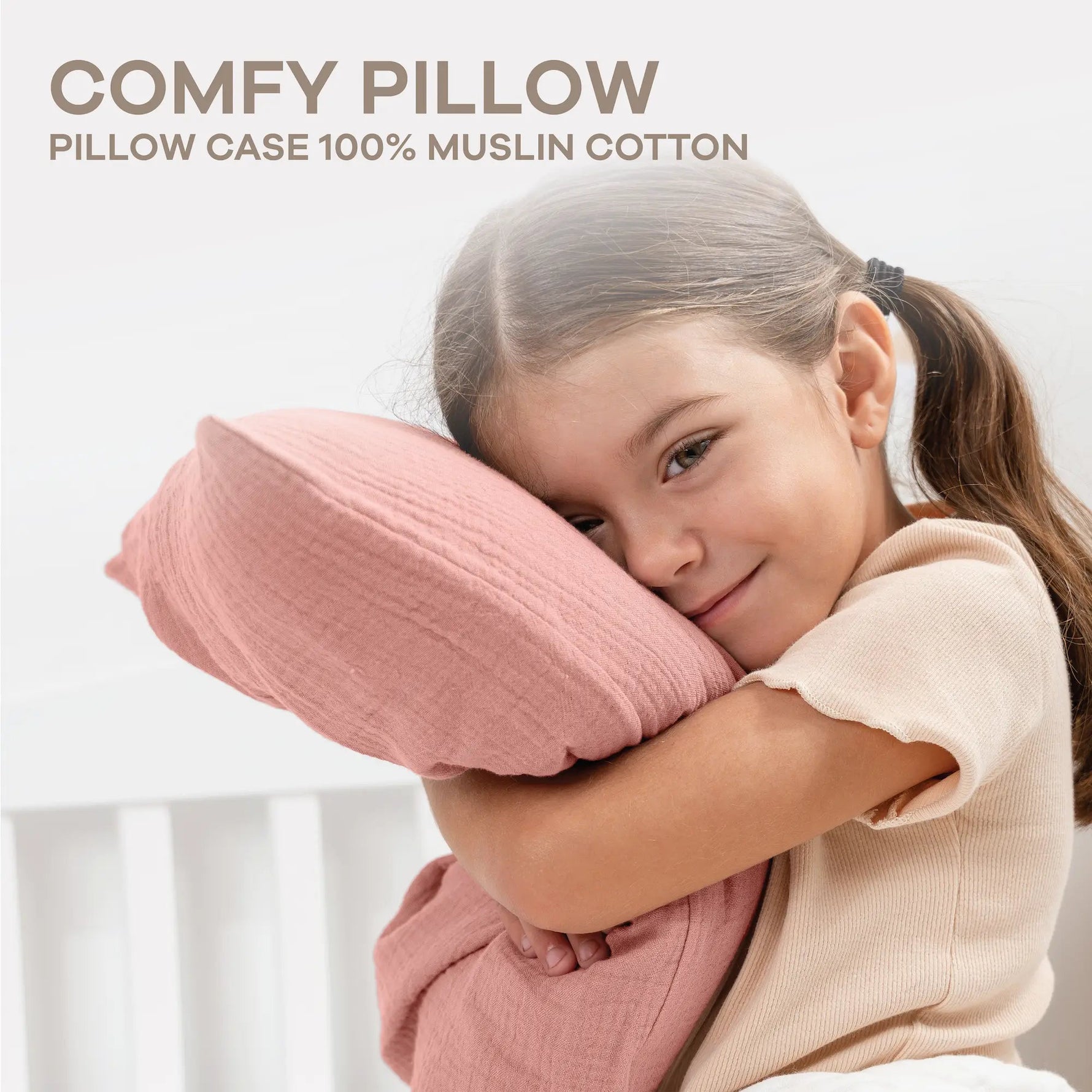Comfy Cubs Toddler Pillows with Soft Muslin Pillow Case in Blush - 