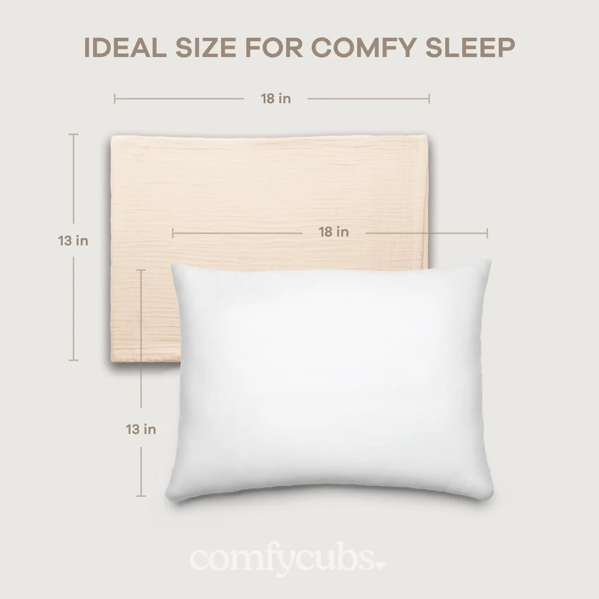 Comfy Cubs Toddler Pillows with Soft Muslin Pillow Case in Cream - 