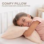 Comfy Cubs Toddler Pillows with Soft Muslin Pillow Case in Cream - 