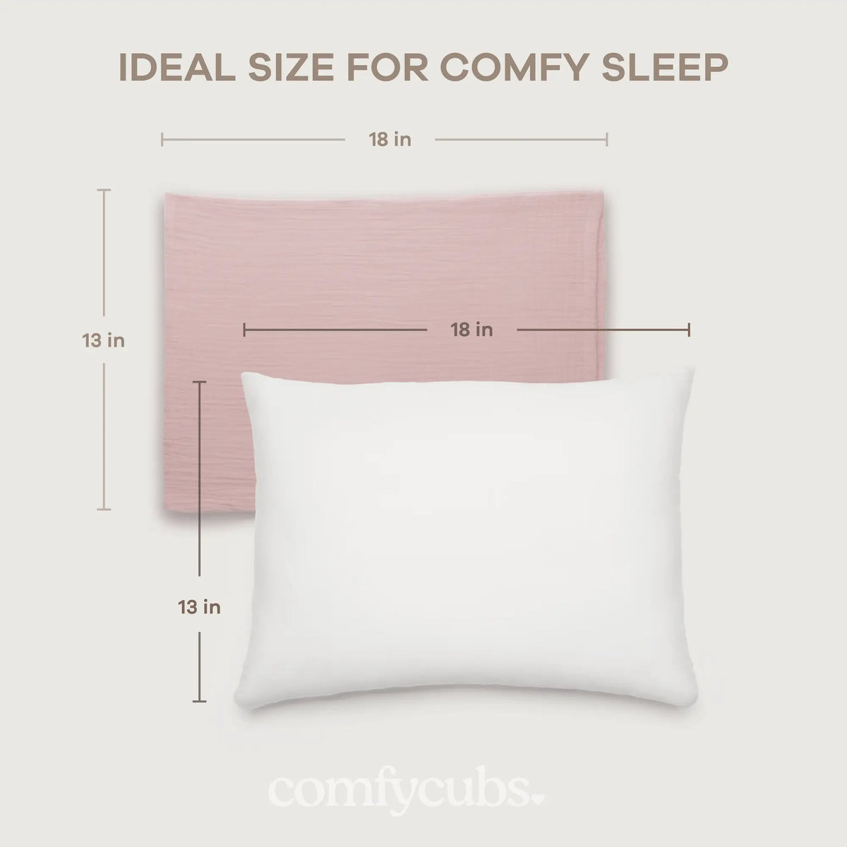 Comfy Cubs Toddler Pillows with Soft Muslin Pillow Case in Mauve - 