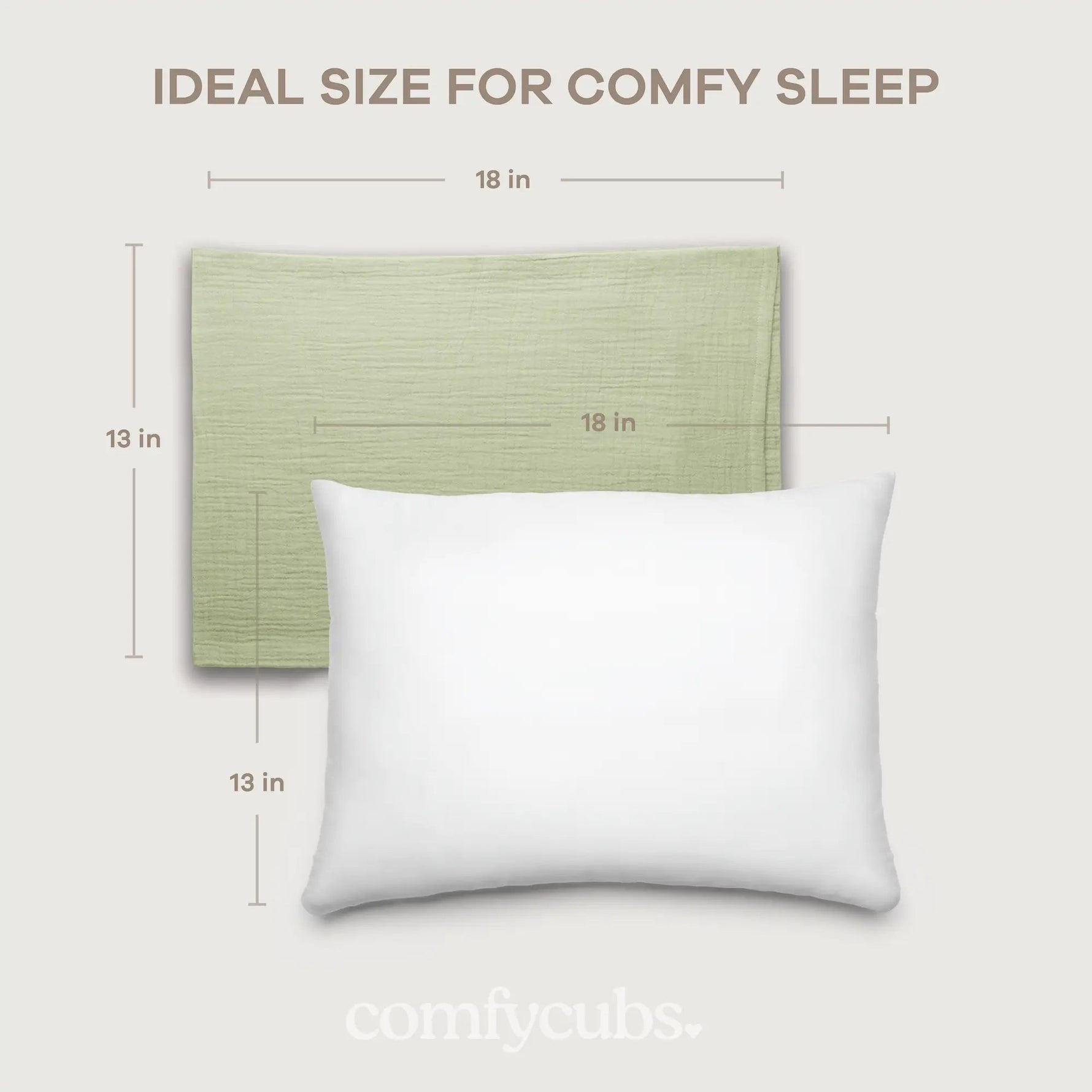 Comfy Cubs Toddler Pillows with Soft Muslin Pillow Case in Sage - 