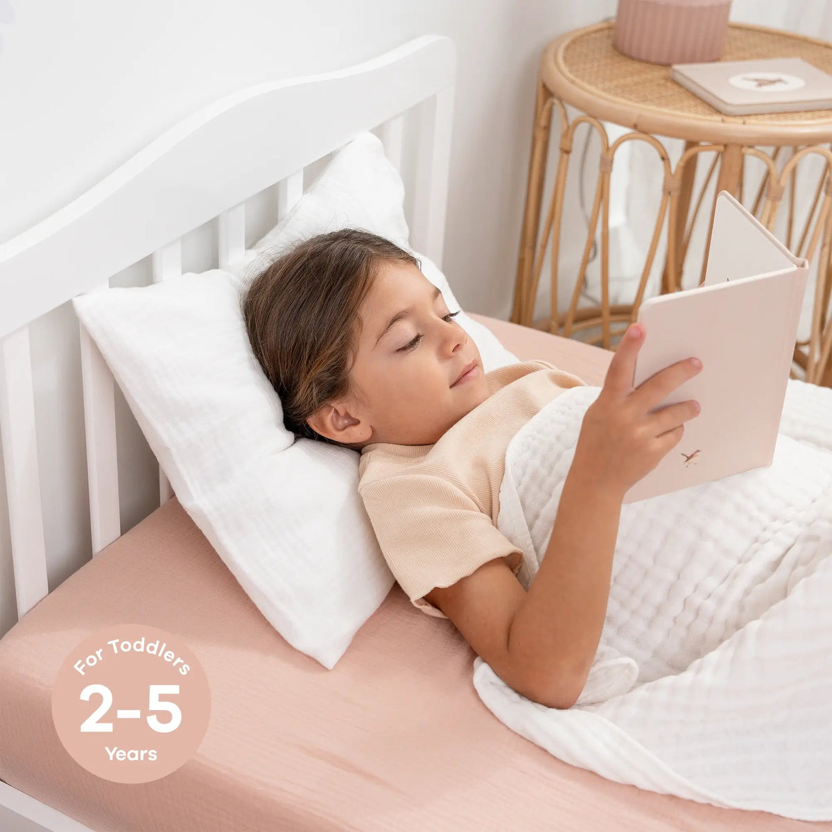 Comfy Cubs Toddler Pillows with Soft Muslin Pillow Case in White - 