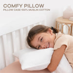 Comfy Cubs Toddler Pillows with Soft Muslin Pillow Case in White - 