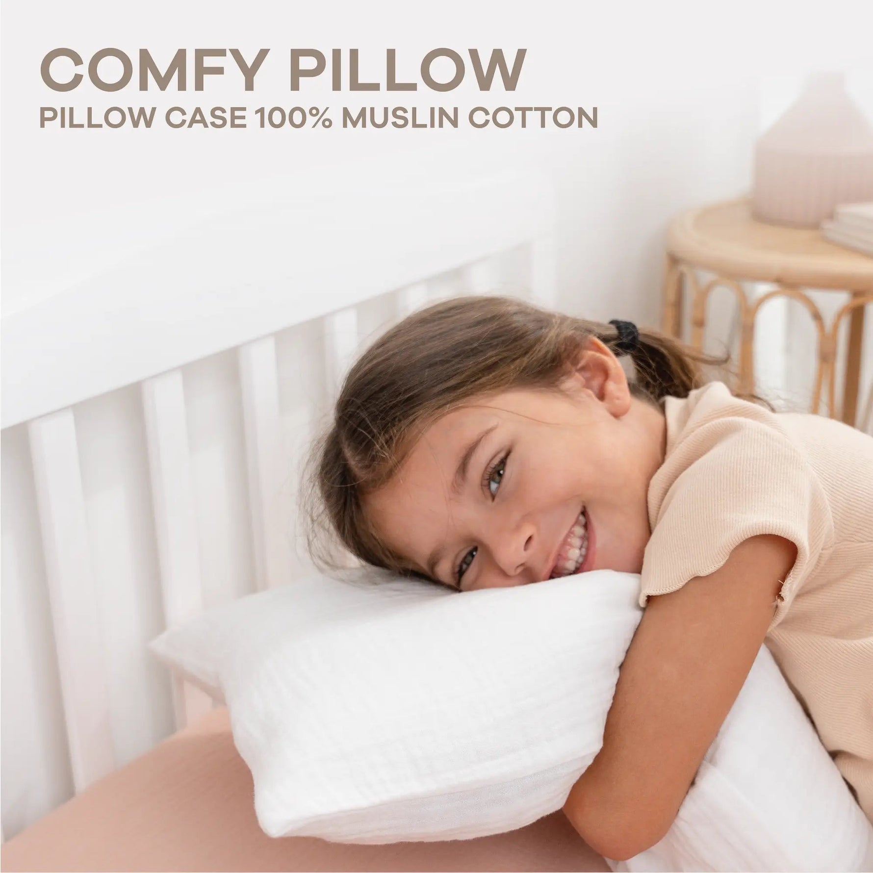 Comfy Cubs Toddler Pillows with Soft Muslin Pillow Case in White - 