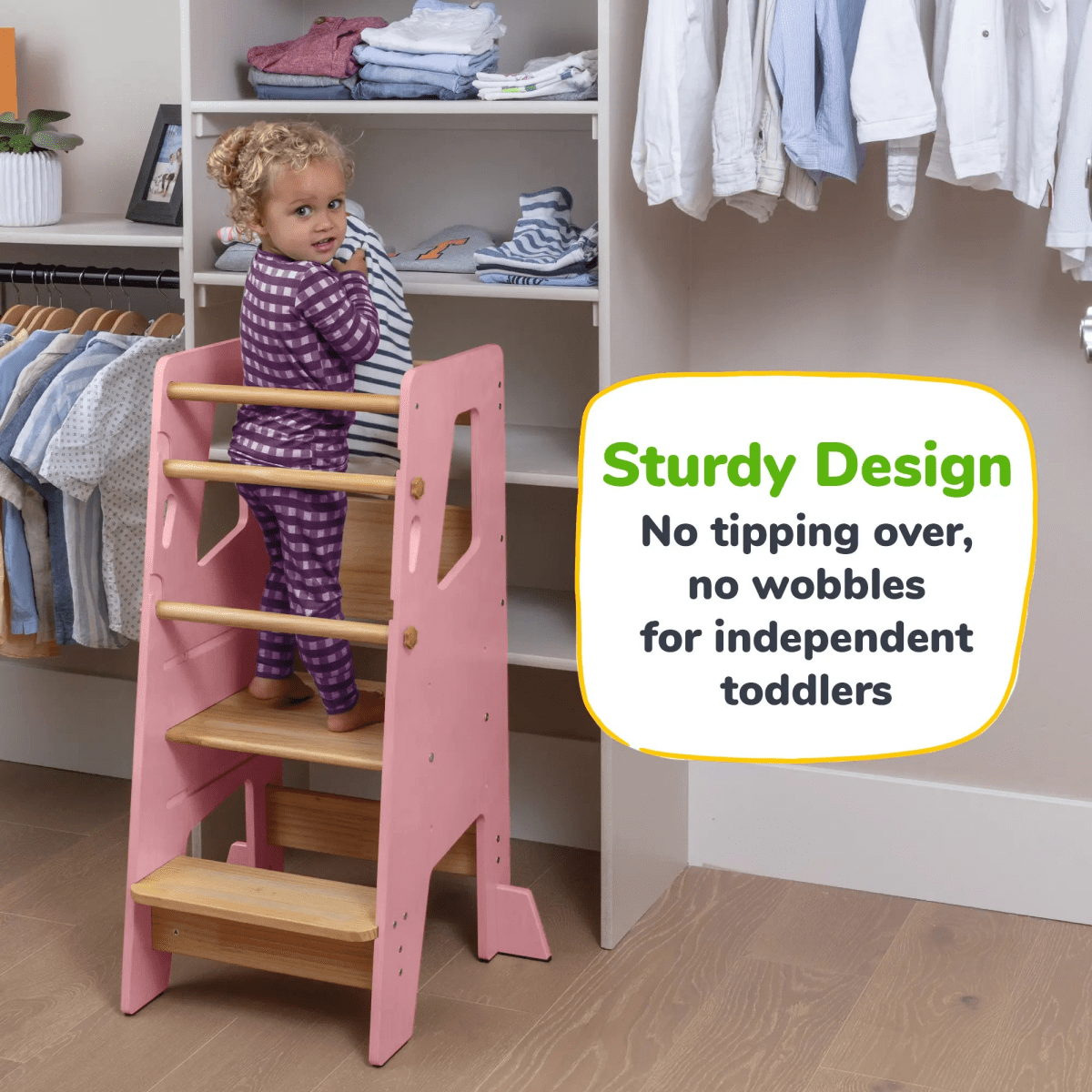 Ocodile.com Toddler Standing Tower with Safe Climbing Bars for Independent Learning - 