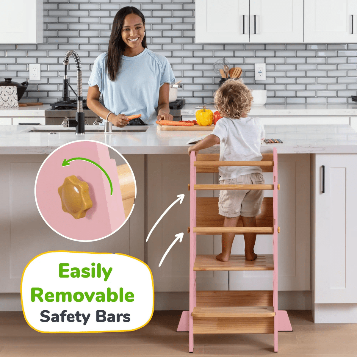 Ocodile.com Toddler Standing Tower with Safe Climbing Bars for Independent Learning - 