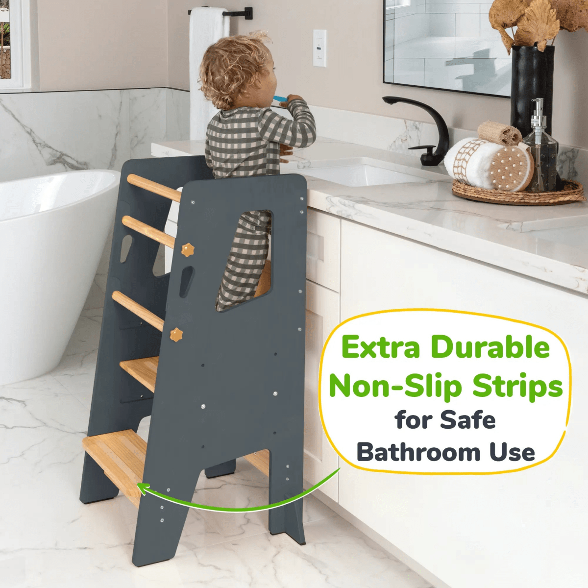 Ocodile.com Toddler Standing Tower with Safe Climbing Bars for Independent Learning - 