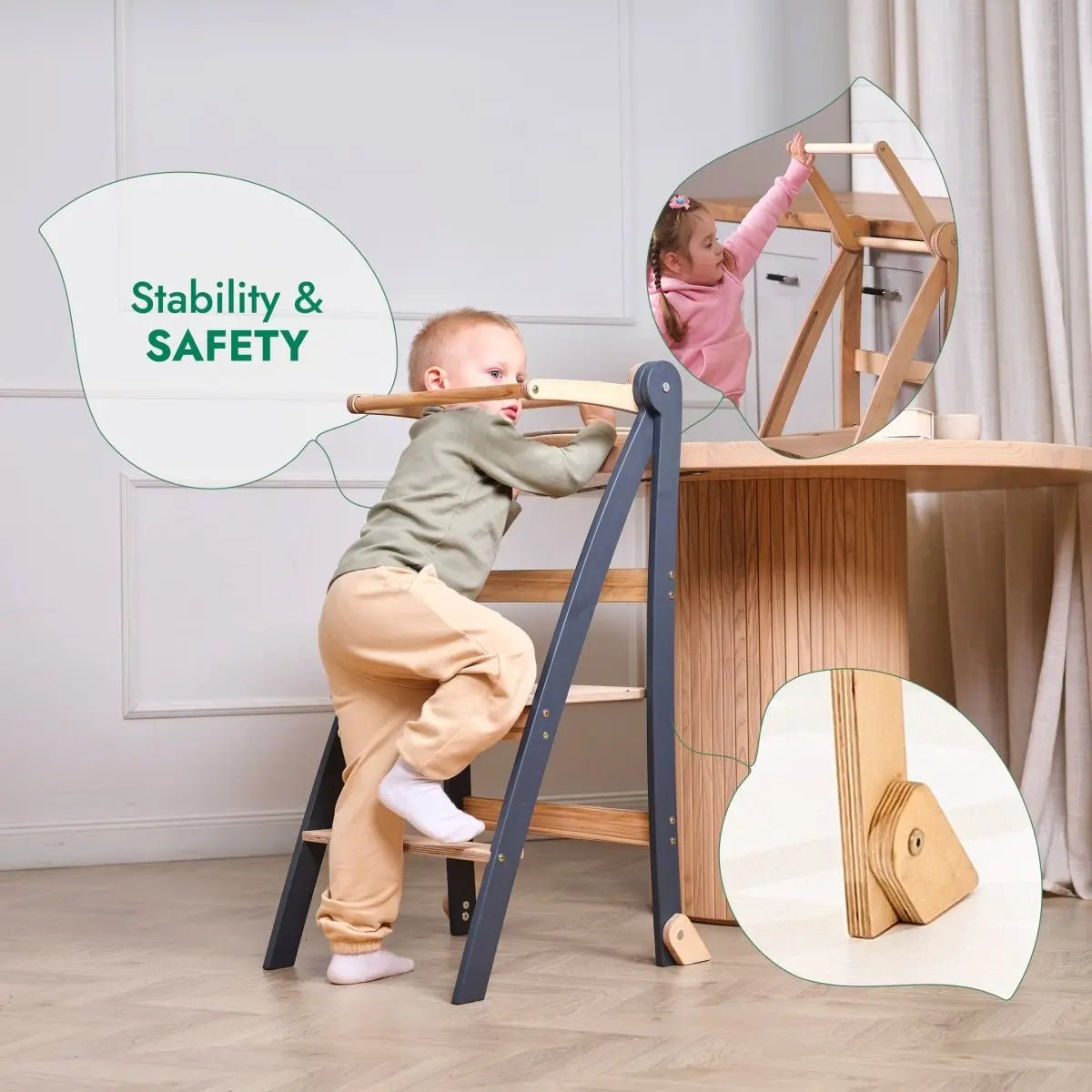 Goodevas Toddler Tower: Foldable Step Stool for Toddlers - Beige - Everetts Place