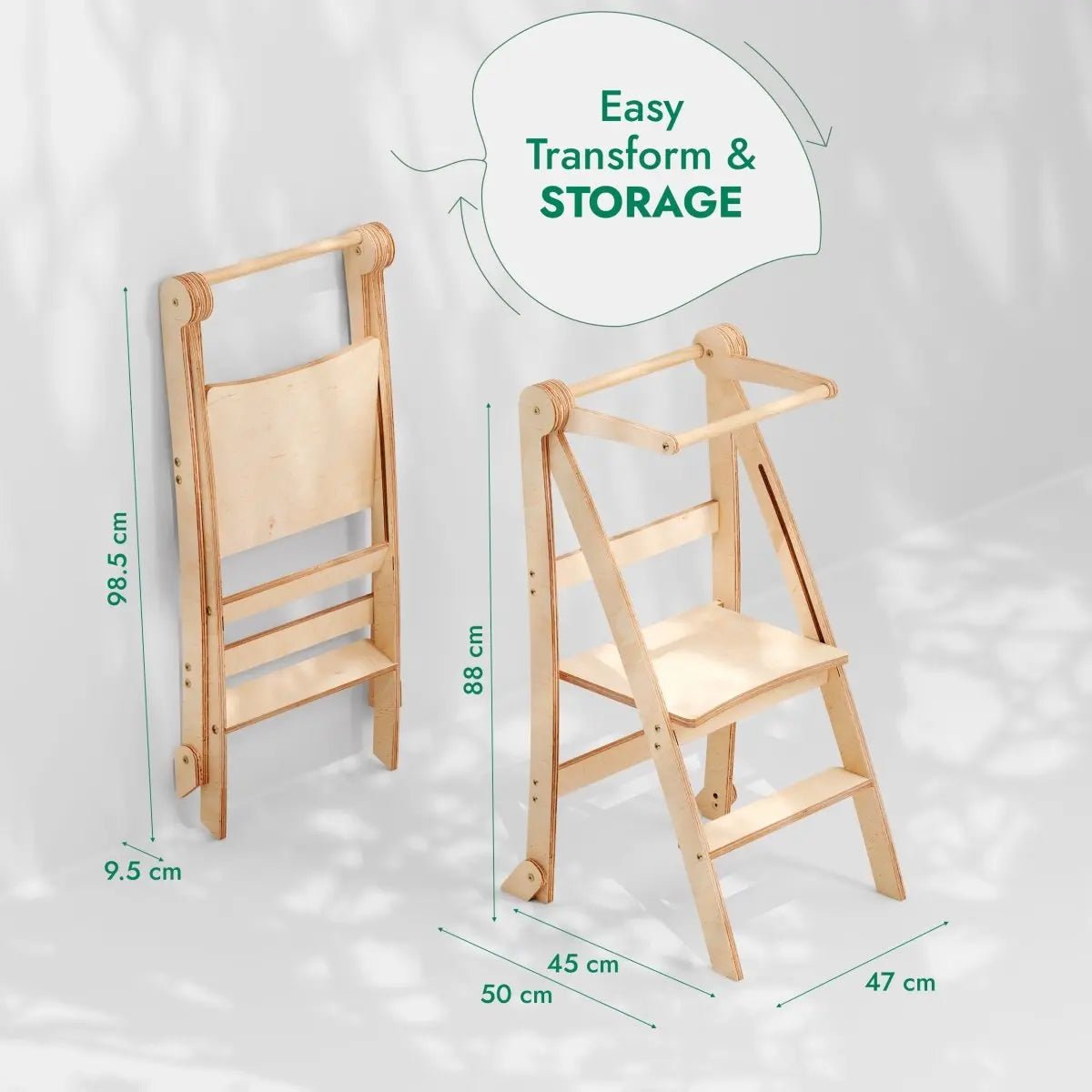 Goodevas Toddler Tower: Foldable Step Stool for Toddlers - Gray - 