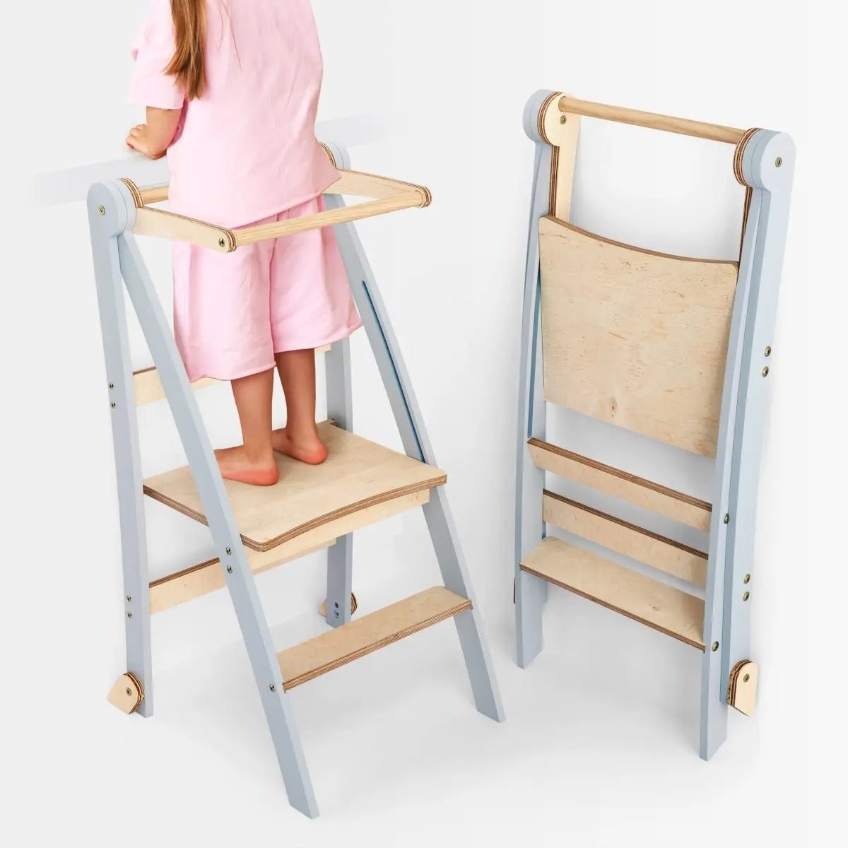 Goodevas Toddler Tower: Foldable Step Stool for Toddlers - Gray - 