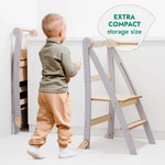 Goodevas Toddler Tower: Foldable Step Stool for Toddlers - Gray - 