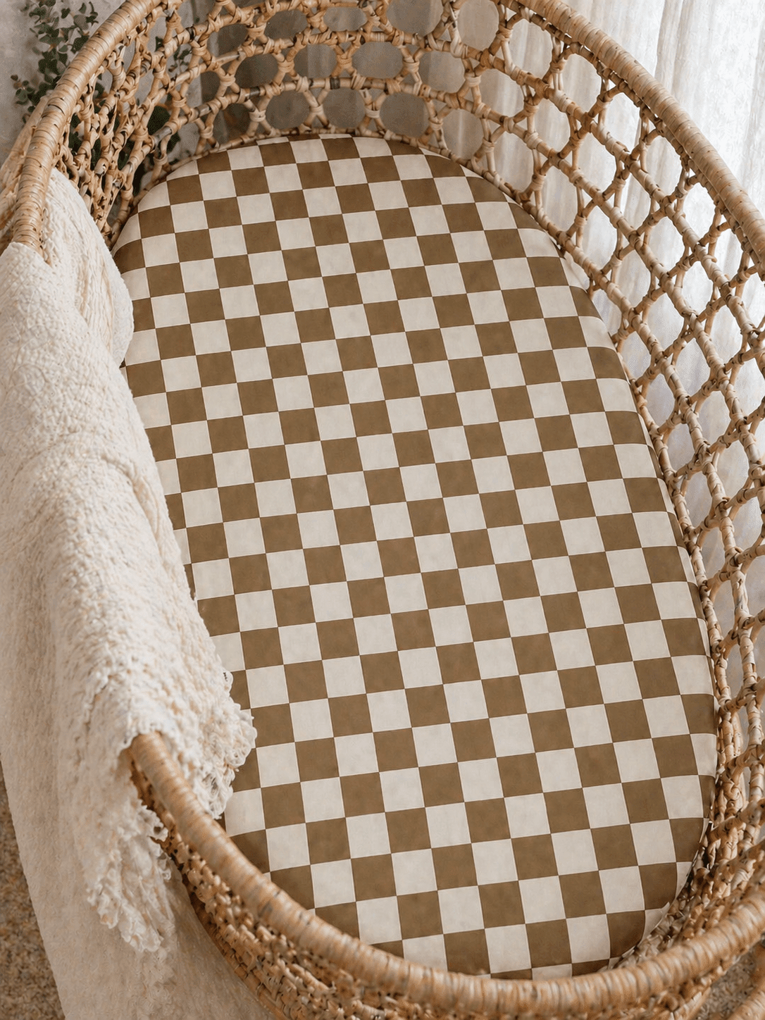 Harp Angel Boutique Toffee Checkered Bamboo Changing Pad Cover Everetts Place