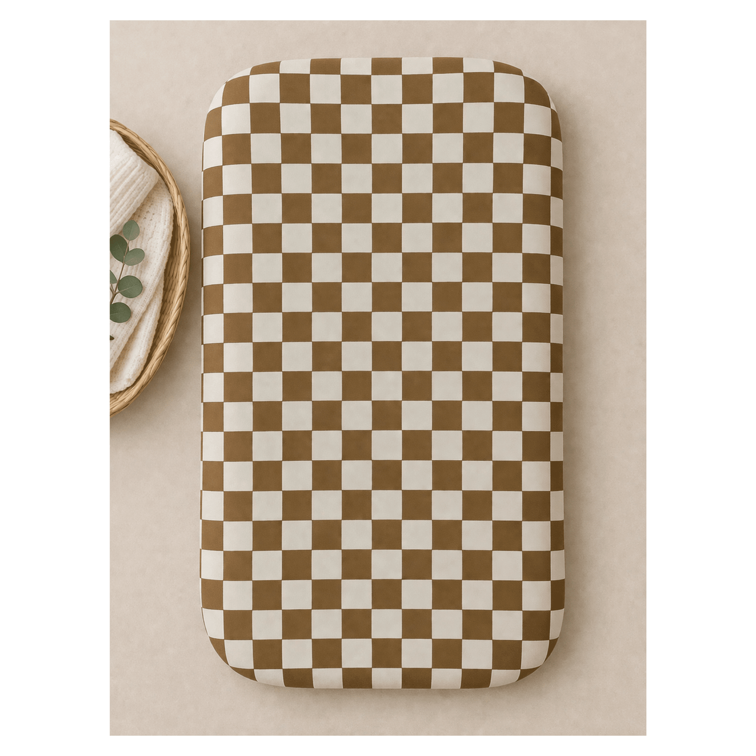 Harp Angel Boutique Toffee Checkered Bamboo Changing Pad Cover Everetts Place