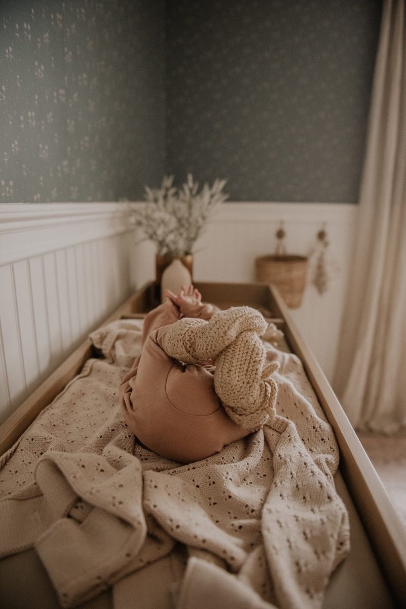 Little Mae & Co Toffee Pointelle Knit Baby Blanket By Little Mae Co - Everetts Place Boutique - 