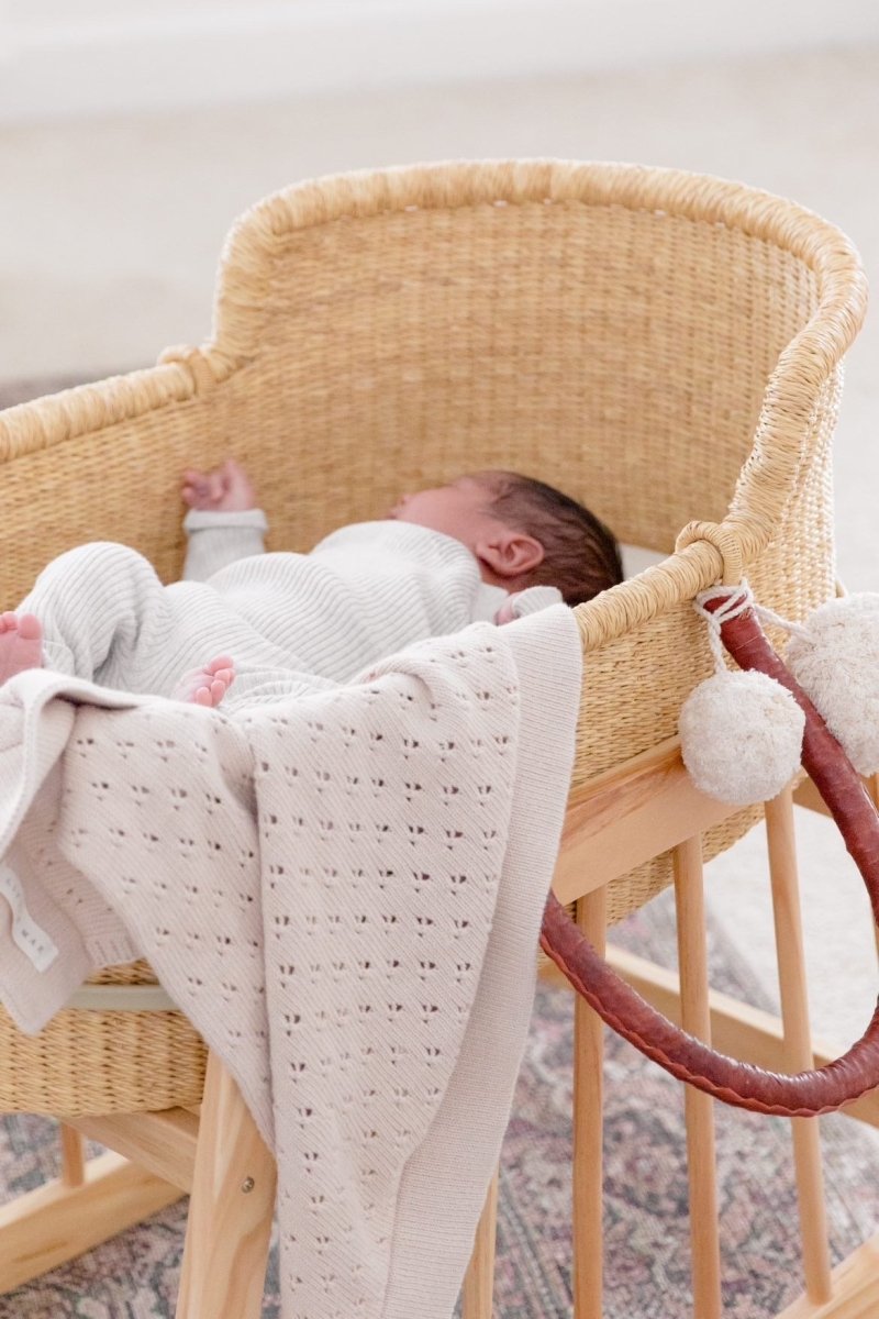 Little Mae & Co Toffee Pointelle Knit Baby Blanket By Little Mae Co - Everetts Place Boutique - 