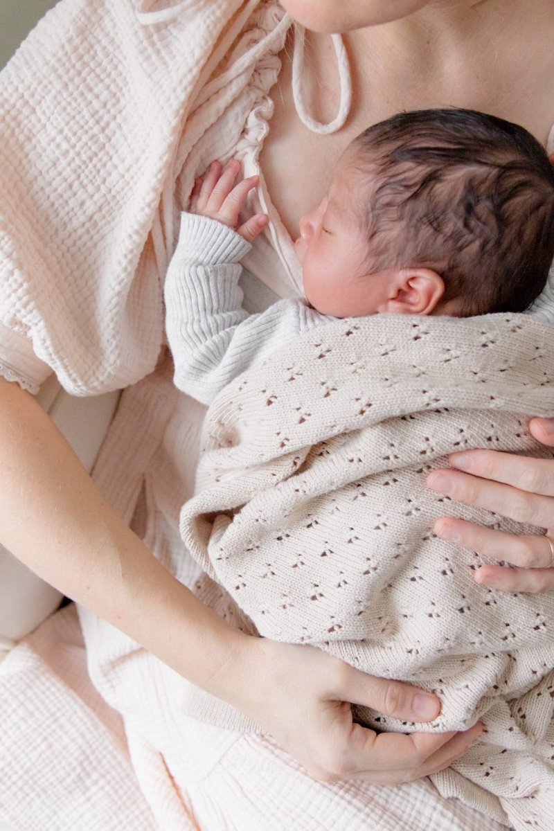 Little Mae & Co Toffee Pointelle Knit Baby Blanket By Little Mae Co - Everetts Place Boutique - 