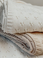 Little Mae & Co Toffee Pointelle Knit Baby Blanket By Little Mae Co - Everetts Place Boutique - 