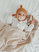 Little Mae & Co Toffee Pointelle Knit Baby Blanket By Little Mae Co - Everetts Place Boutique - 