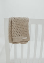 Little Mae & Co Toffee Pointelle Knit Baby Blanket By Little Mae Co - Everetts Place Boutique - 