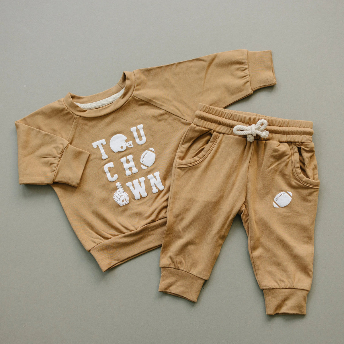 Touchdown Football Bamboo Crewneck & Jogger Set  *2T-5T left - Clothing, Sleeve, Baby & Toddler Clothing, White, Fashion | Everetts Place