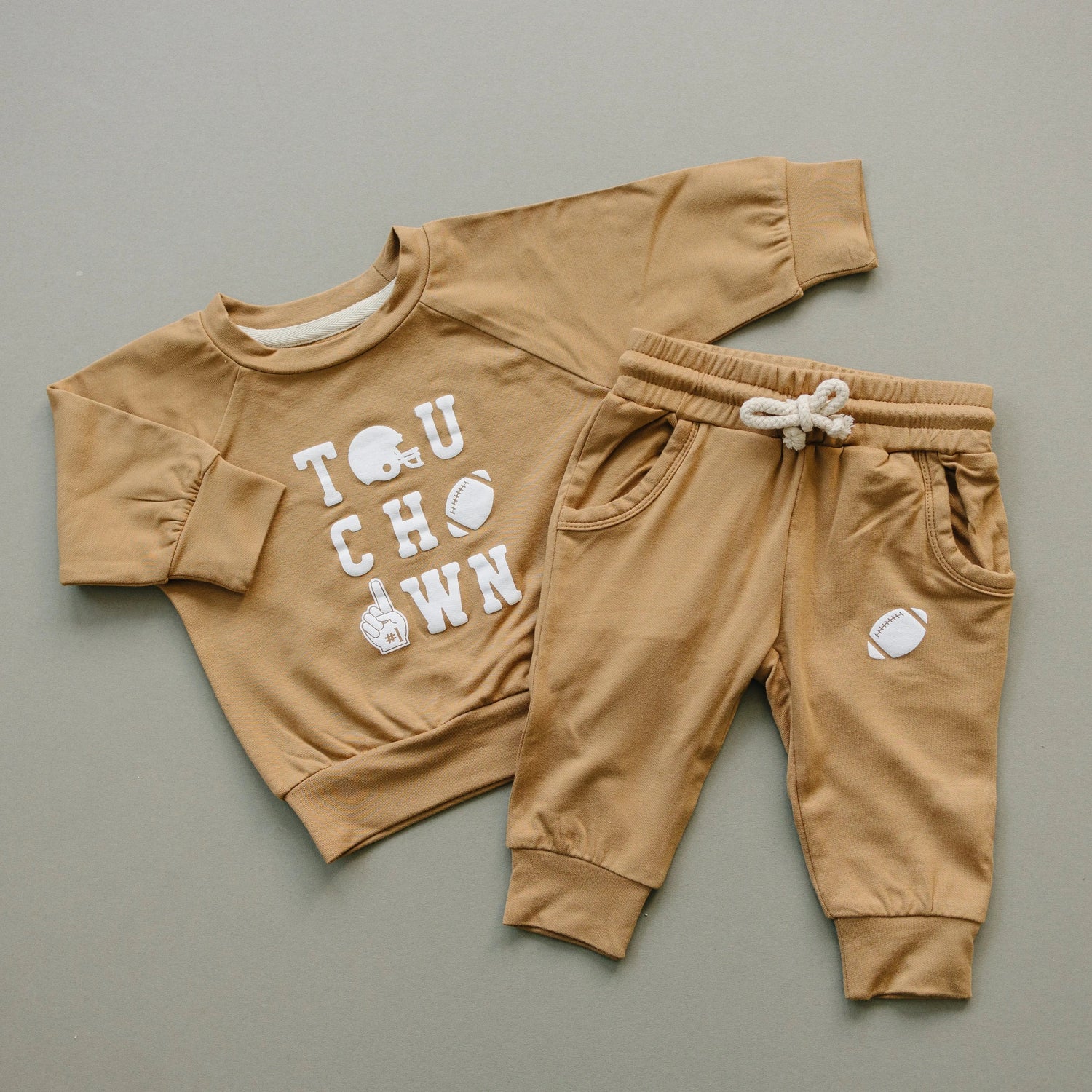 Touchdown Football Bamboo Crewneck & Jogger Set  *2T-5T left - Clothing, Sleeve, Baby & Toddler Clothing, White, Fashion | Everetts Place