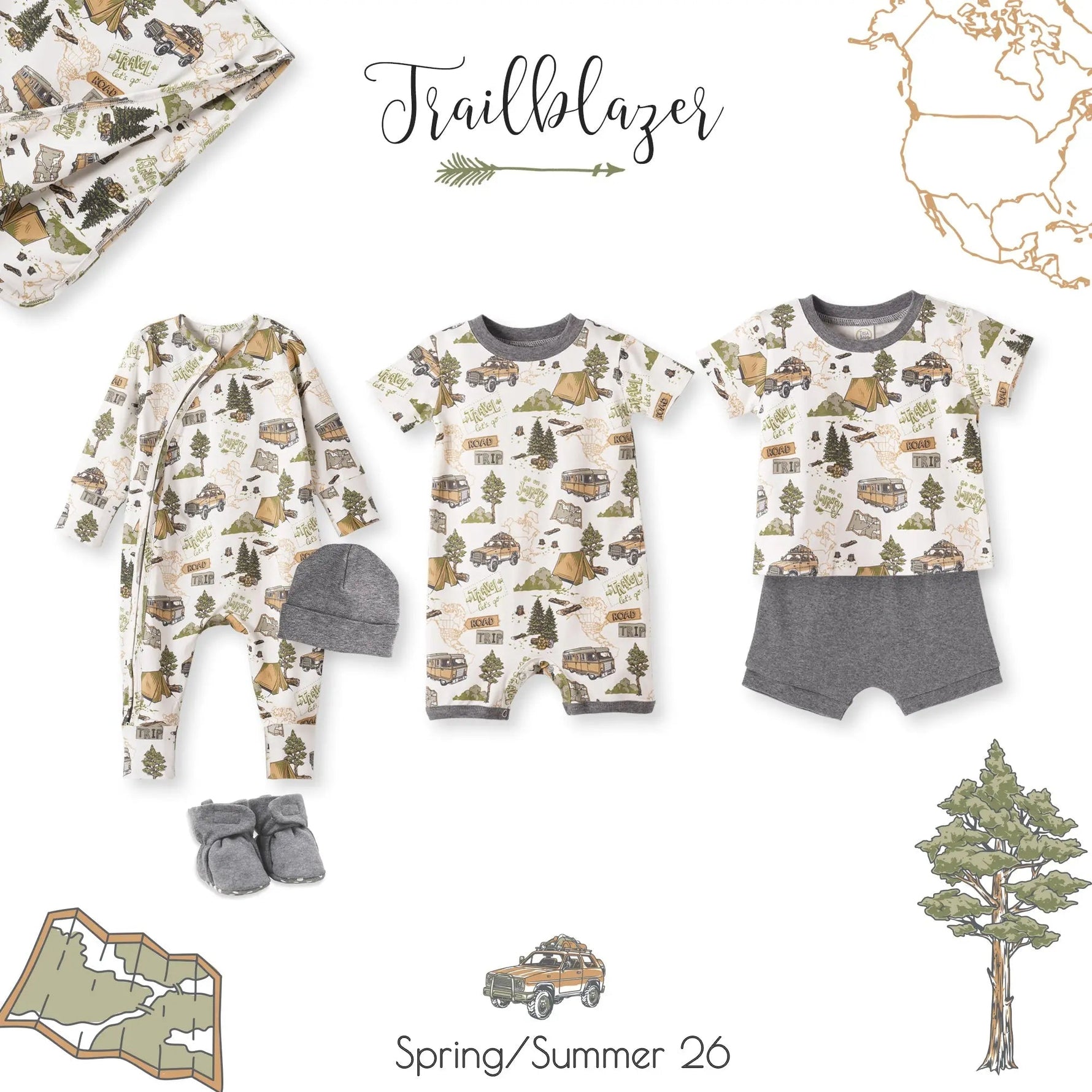 Tesa Babe Trailblazer Soft Bamboo Shortall Romper for Baby Boys - 
