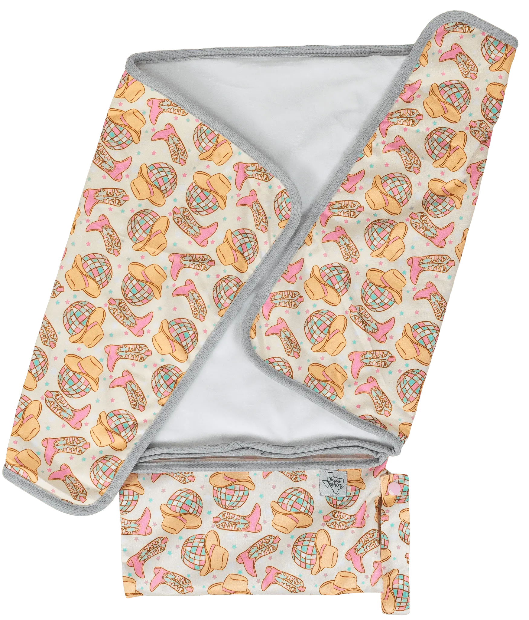 Travel Changing Pad with Soft Bamboo Velour and Compact Fold Up Design Texas Tushies