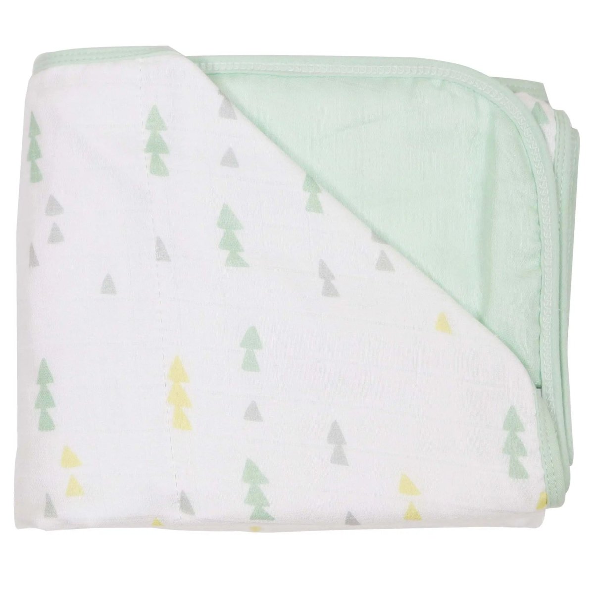 Triangles Mint Oversized Bamboo Muslin Quilted Blanket for Cozy Comfort - Everetts Place