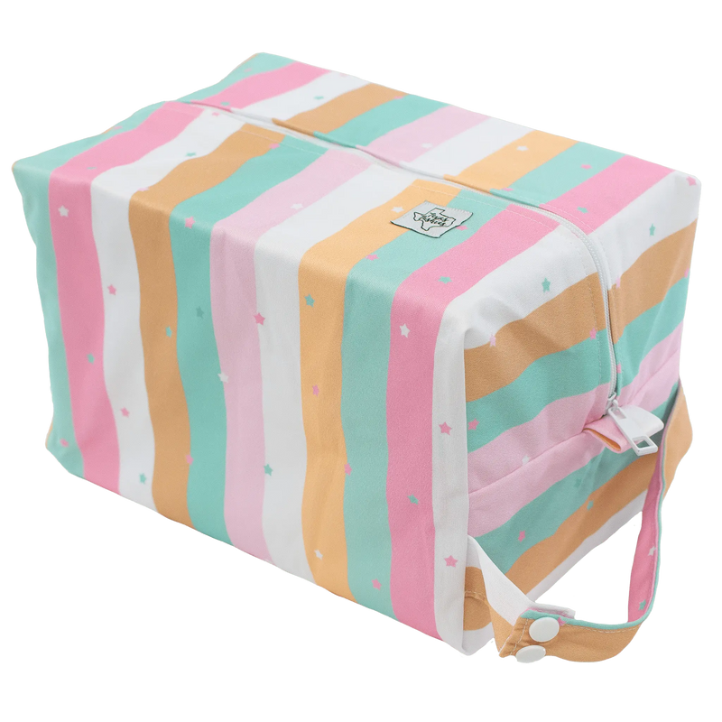 Triple Treat - Pod with colorful stripes and snap handle.