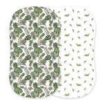 Tropical Forest and Pteranodon Cotton Changing Pad Cover/Bassinet Sheets - Swiss cheese plant, Water plantains | Everetts Place