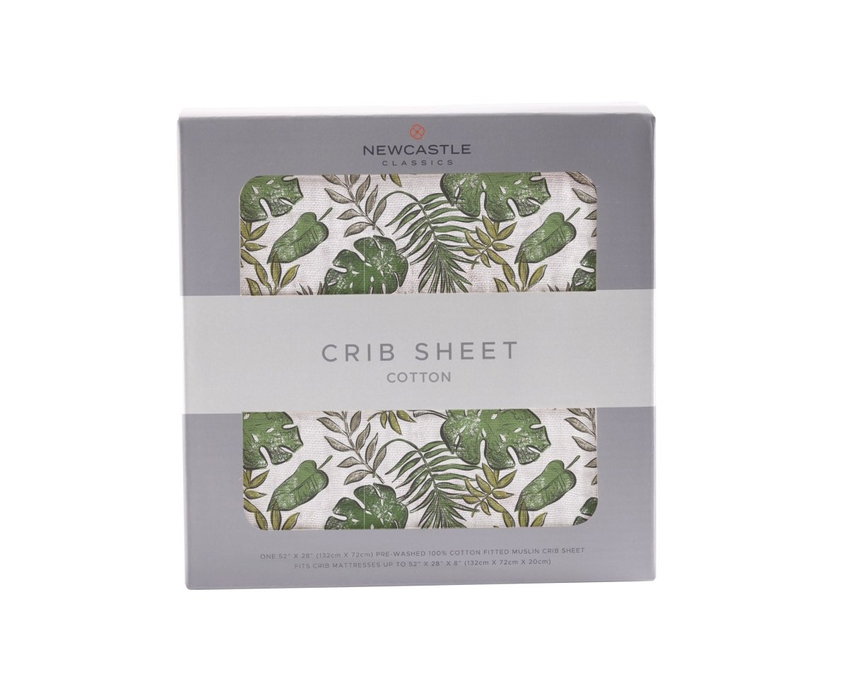 Newcastle Classics Tropical Forest Cotton Muslin Crib Sheet for Standard Mattresses - 