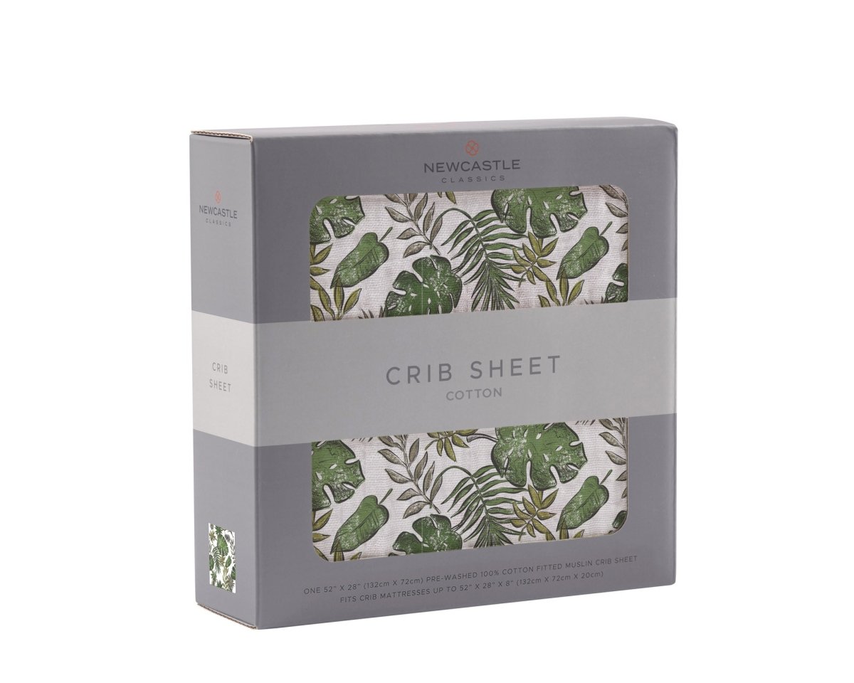 Newcastle Classics Tropical Forest Cotton Muslin Crib Sheet for Standard Mattresses - 