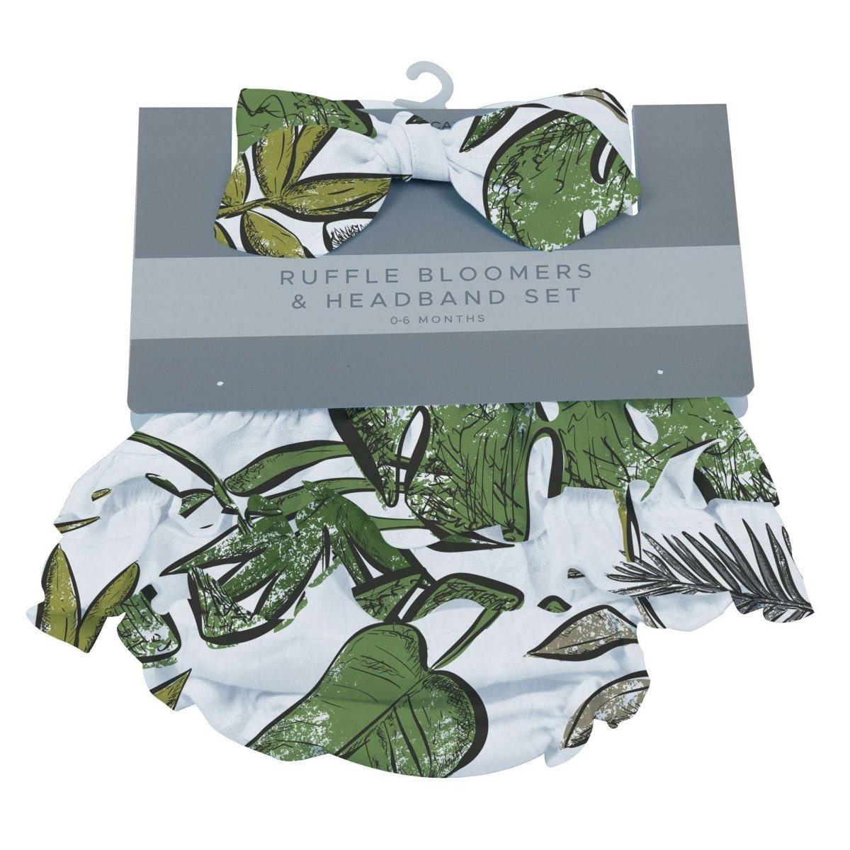 Newcastle Classics Tropical Forest Ruffle Bloomers and Headband Set for Baby Girls - 