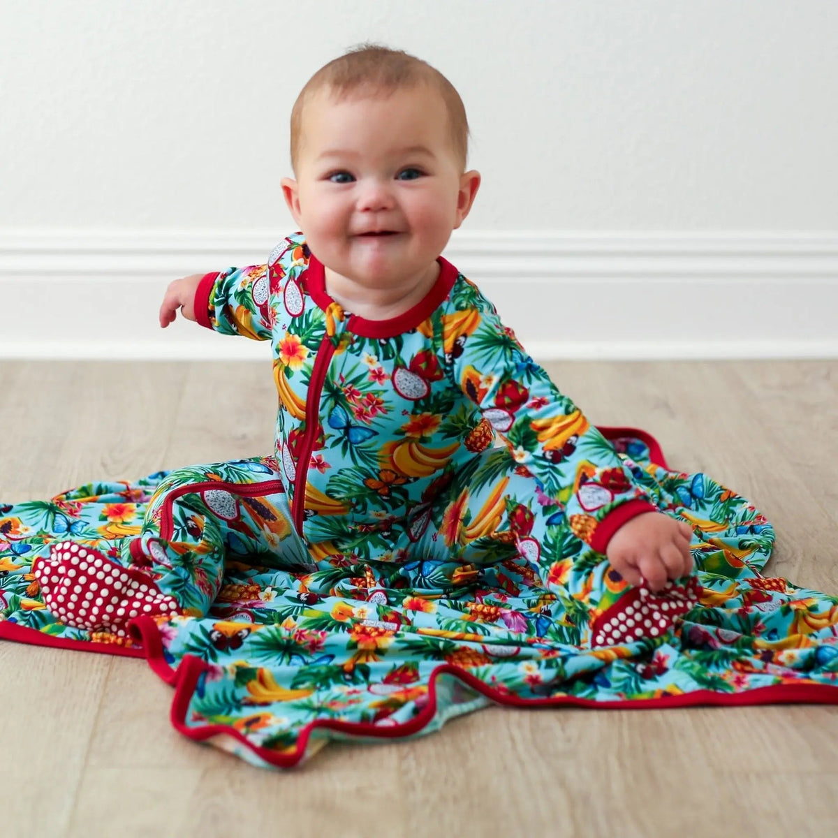 Bestaroo Tropical Fruit Baby Footie With Zipper For Easy Nighttime Changes - 