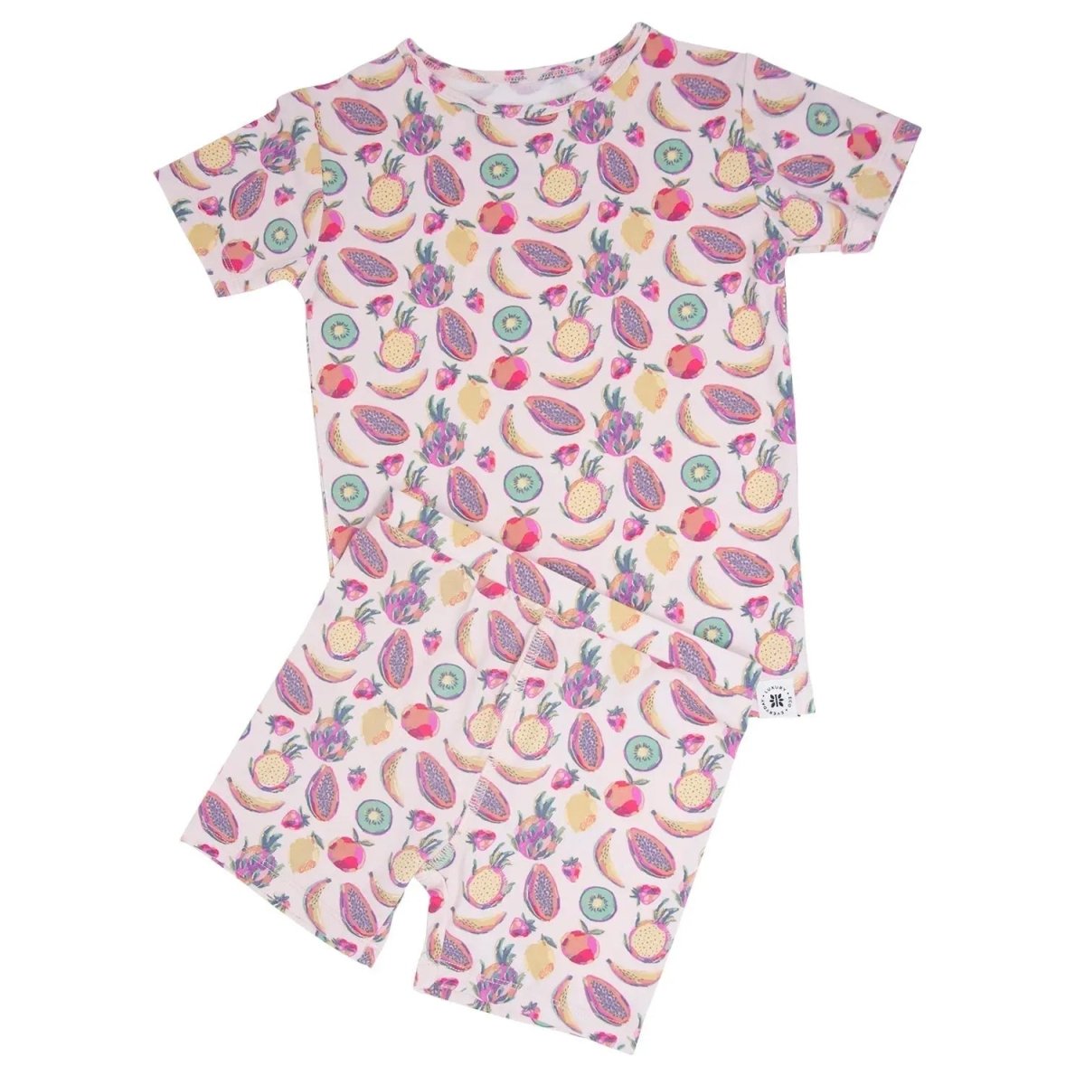 Sweet Bamboo Tropical Fruit Pajama Set for Kids with Lightweight Comfort for Summer Nights - 