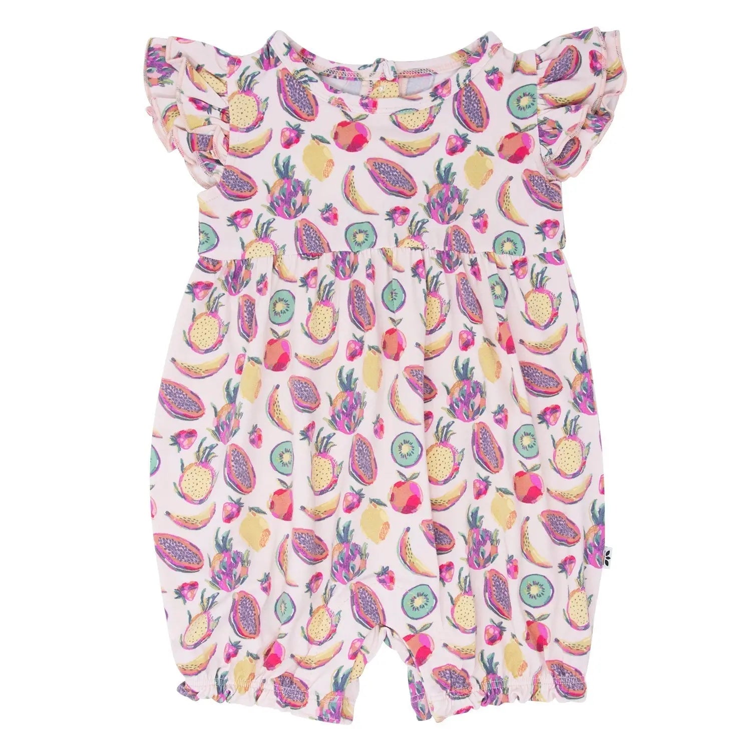 Sweet Bamboo Tropical Fruit Ruffle Romper with Flutter Sleeves for Summer Girls - Apparel & Accessories > Clothing > Baby & Toddler Clothing > Baby One-Pieces baby daywear