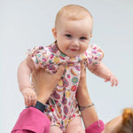 Sweet Bamboo Tropical Fruit Ruffle Romper with Flutter Sleeves for Summer Girls - 