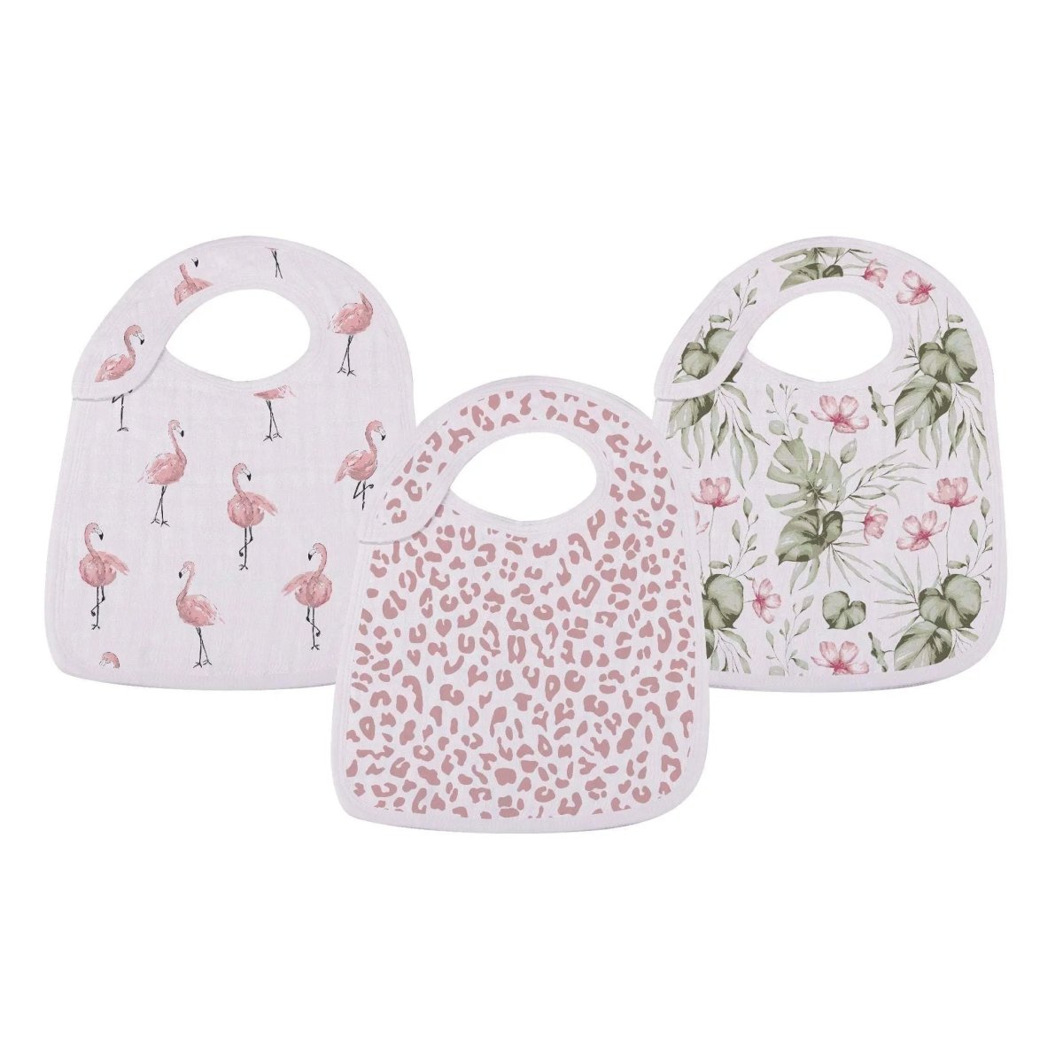 Newcastle Classics Tropical Paradise Bamboo Bibs 3 Pack with Soft Absorbent Muslin for Babies - 