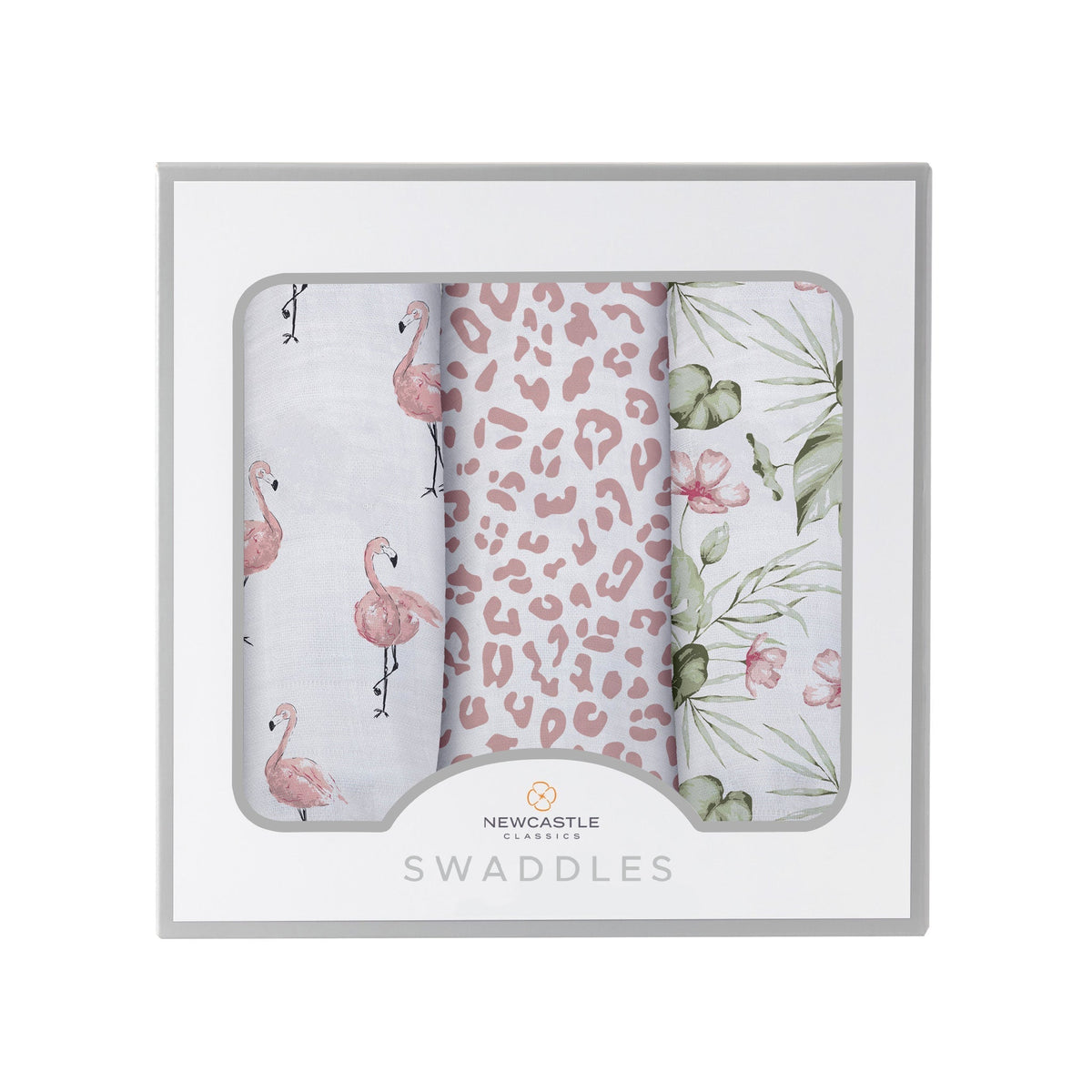 Tropical Paradise Bamboo Muslin Swaddle 3PK - Pink, Paper Product, Phoenicopterus, Picture frame | Everetts Place