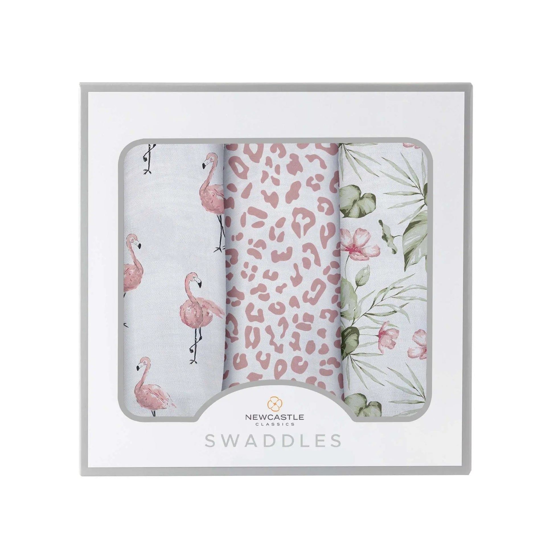 Tropical Paradise Bamboo Muslin Swaddle Three Pack Soft Breathable Pre-Washed Baby Blankets Newcastle Classics